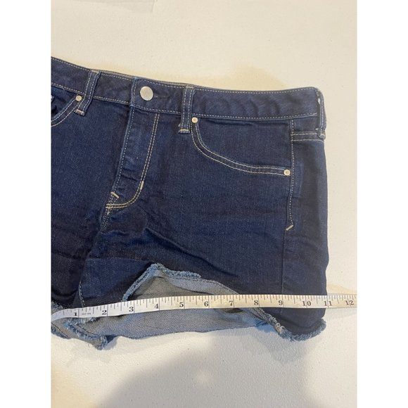 Gap 1969 Womens Slim Cut Off Maddie Shorts Mid Rise Raw Hem Dark Wash Size 27 - Picture 6 of 9